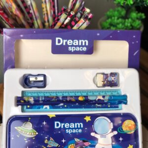dream space unicorn pencil box stationery set – cute multi compartment school supply kit for kids 🎀