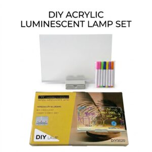 diy led acrylic message board lamp with 7 neon markers – reusable writing night light 💡✨