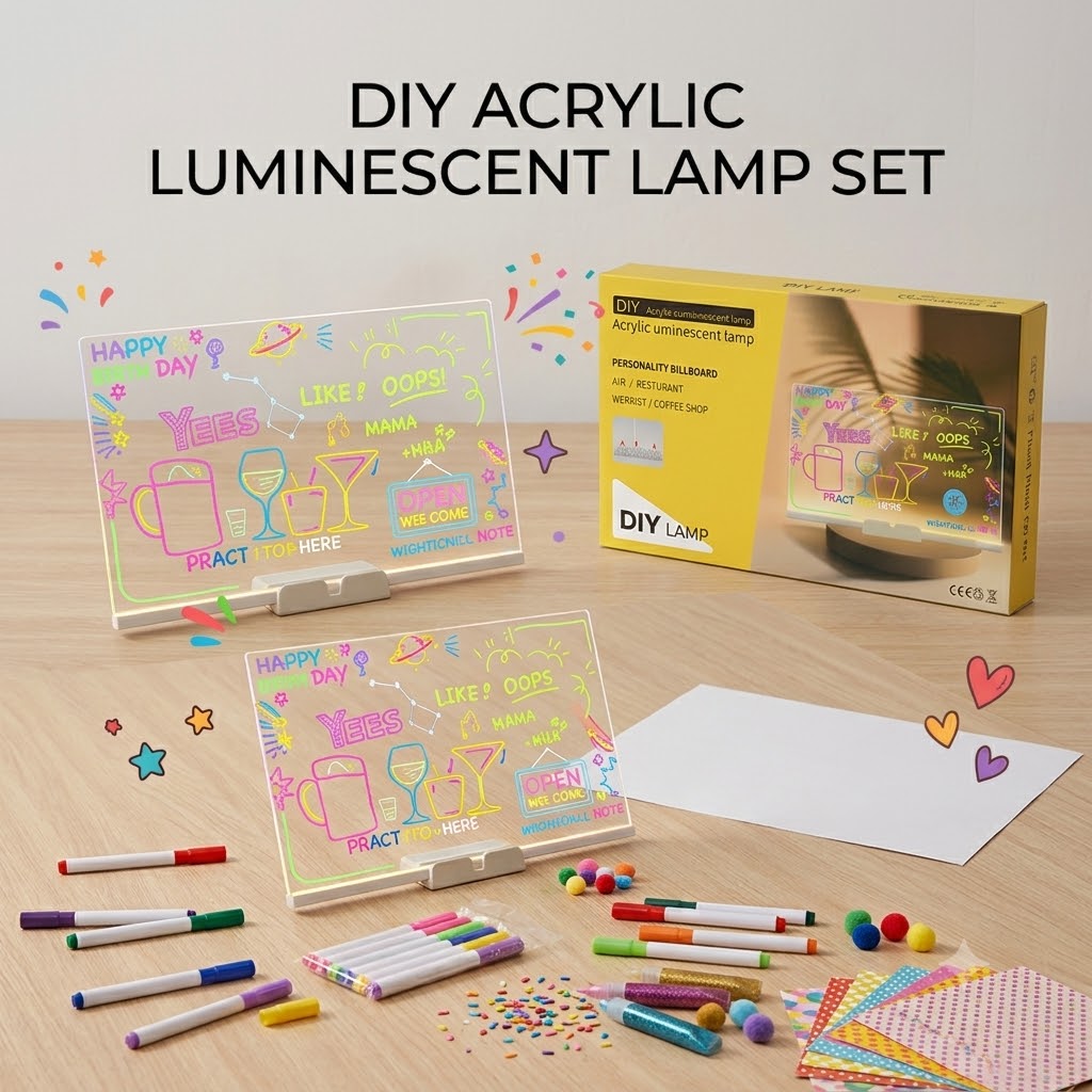 diy led acrylic message board lamp with 7 neon markers โ reusable writing night light ๐กโจ diy led acrylic message board lamp with 7 neon markers โ reusable writing night light ๐กโจ