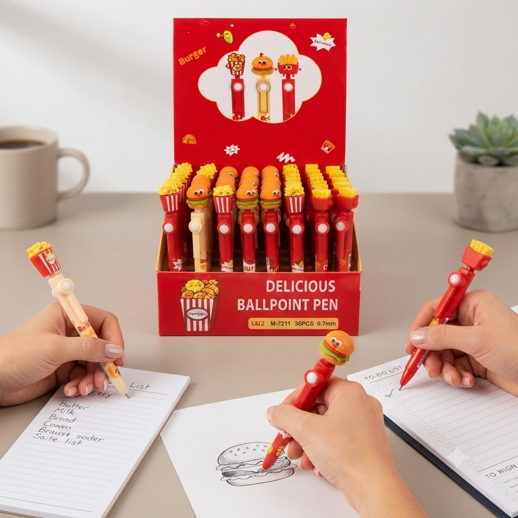 cute fast food gel ball pen set – kawaii 0.5mm blue ink pens for school, office & journaling 🍟🍔🌭 cute fast food gel ball pen set – kawaii 0.5mm blue ink pens for school, office & journaling 🍟🍔🌭