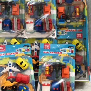 diy cartoon vehicle puzzle eraser set – cute 3d mini erasers for kids, school & return gifts 🚗🚌✏️